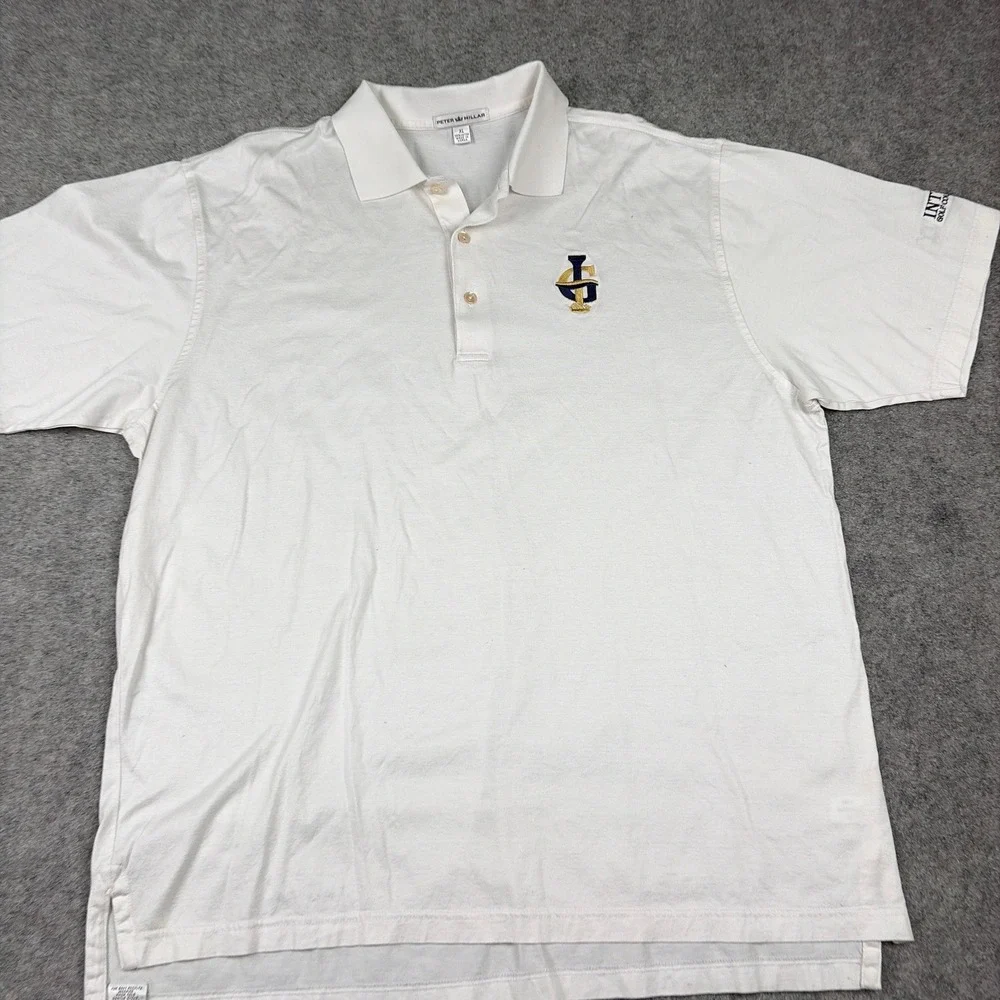 Peter Millar‎ Polo Shirt Mens XL White Integrity Golf Course Construction Cotton